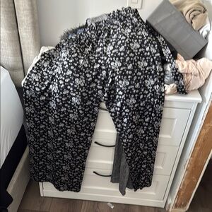 Floral Black and White Pants